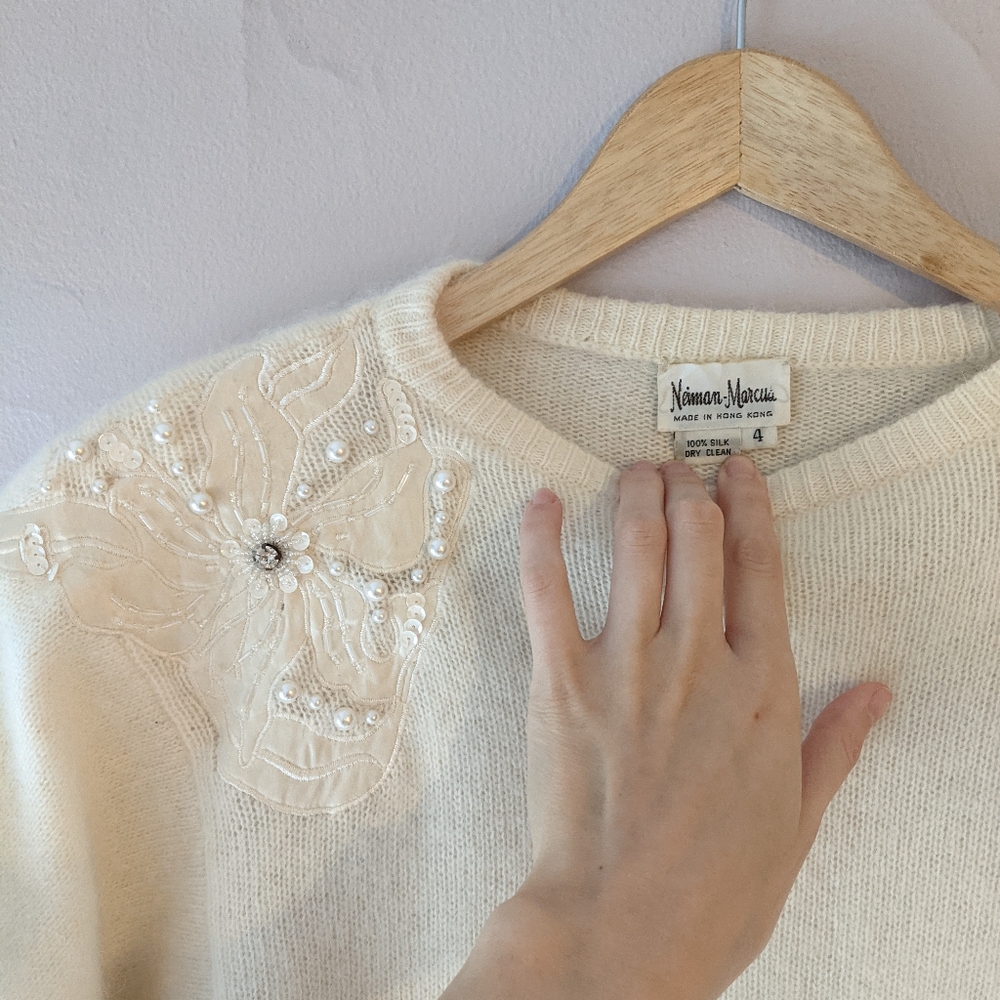 Vintage Neiman Marcus Silk Embroidered Sweater